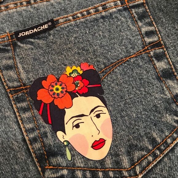 Vintage Jordache Frida Kahlo High Rise Mom Jeans Blue Artist Artsy Painter Sz 28 - Picture 5 of 14